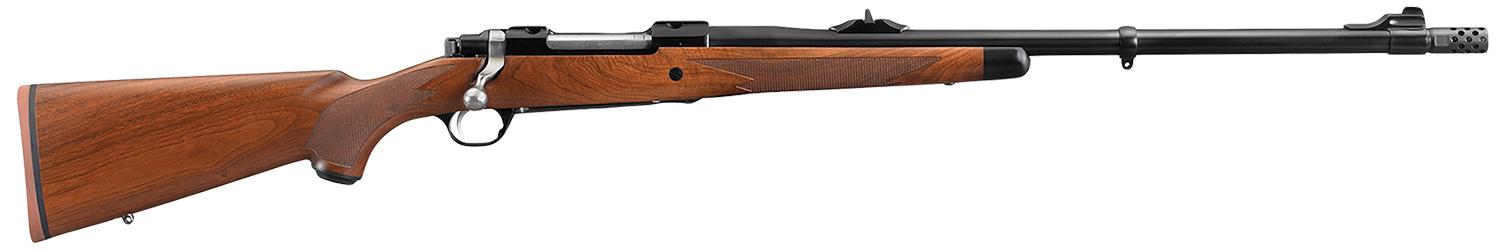 Ruger 37186 Hawkeye African Full Size 375 Ruger 3+1 23" Satin Blued Threaded Barrel, Satin Blued Steel Receiver w/Integral Scope Mount, American Walnut Stock, Right Hand