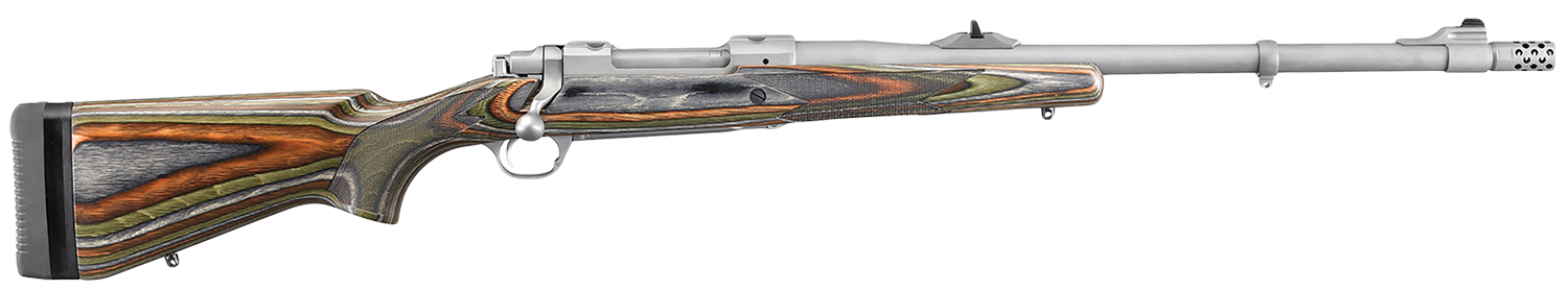 Ruger 47117 Hawkeye Guide Gun 338 Win Mag 3+1 20" Matte Stainless Threaded Barrel, Matte Stainless Steel Receiver w/Integral Scope Mount, Green Mountain Adj LOP Laminate  Stock, Right Hand