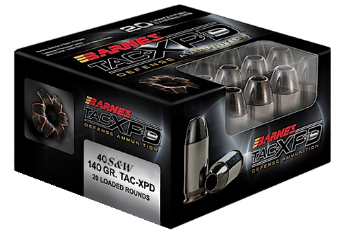 Barnes Bullets TAC-XPD Defense Ammo, .40 S&W, 140gr TAC-XP, 1120FPS Muzzle Velocity, 20 Rounds per Box