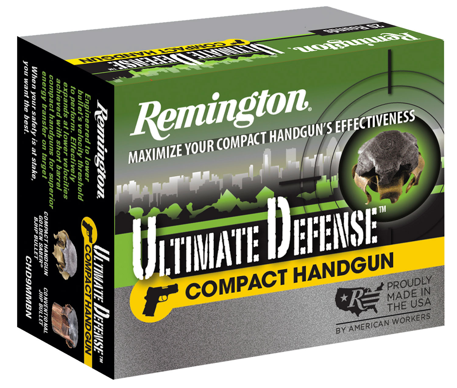 REMINGTON Comp Handgun Defense 45 ACP 230Gr Brass JHP 20rd/Box Ammo (28967)