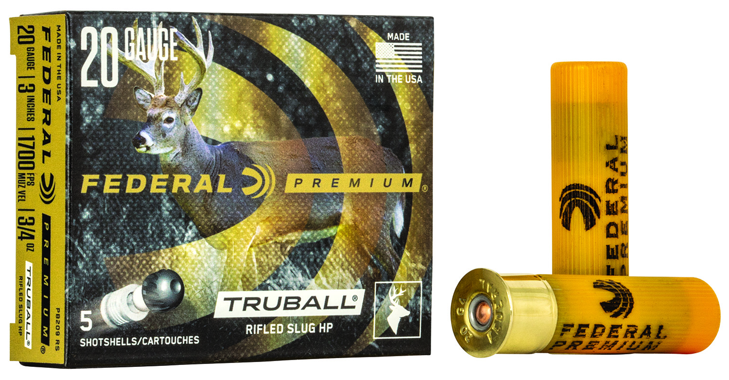 Federal PB209RS Premium Vital-Shok TruBall 20Gauge 3 3/4oz RifledSlug Shot 5 Per Box/50 Case
