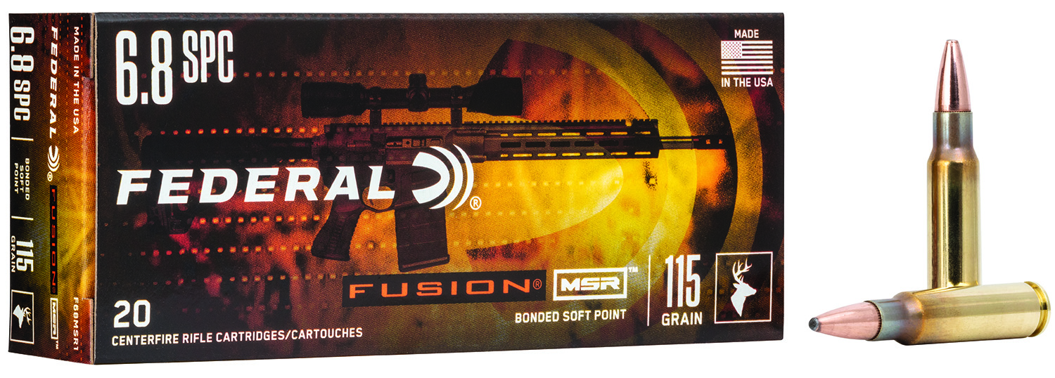 Federal F68MSR1 Fusion MSR 6.8mmRem SPC 115gr Bonded Soft Point 20 Per Box/10 Case