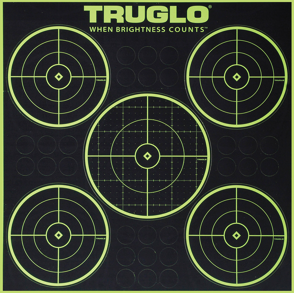TruGlo TG11A6 Tru-See 5-Bull Target Self-Adhesive Heavy Paper Black/Green 12x12 6 Pack