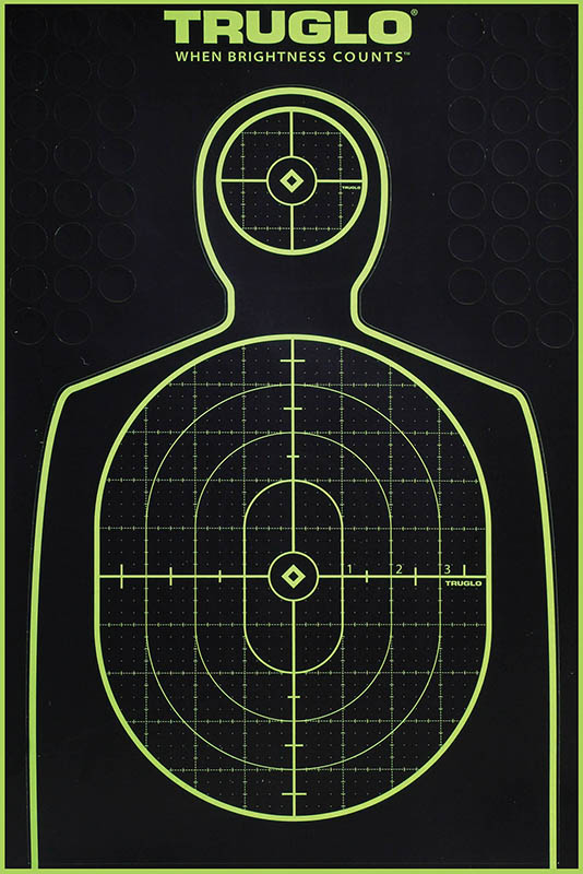 TruGlo TG13A6 Tru-See Handgun Target Self-Adhesive Heavy Paper Black/Green 12x18 Silhouette 6 Pack