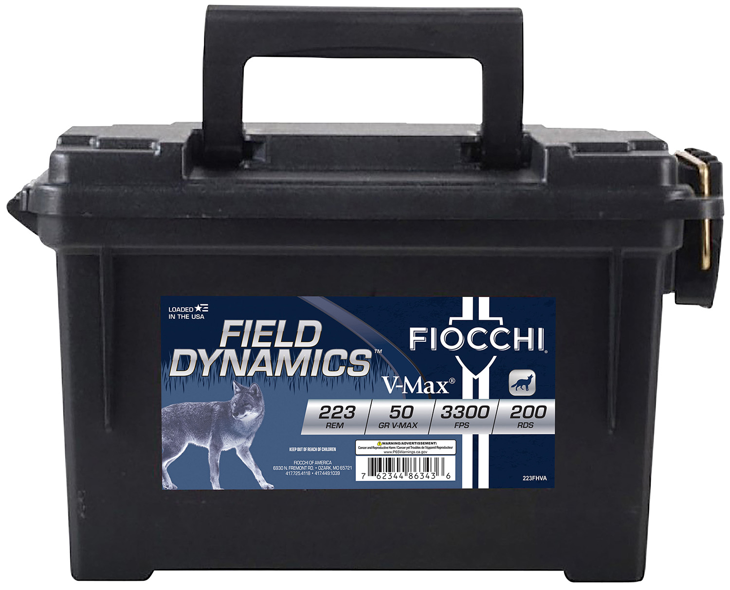 FIOCCHI Rifle Ammo Extrema 223 Rem/5.56 NATO V-Max 50GR (223FHVA-CASE)