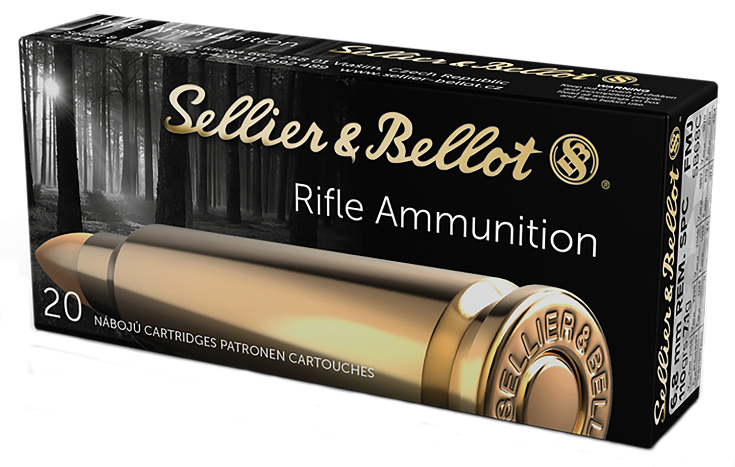Sellier & Bellot SB68C Rifle 6.8mmRemSPC 110gr Full Metal Jacket 20 Rounds - Sellier & Bellot - FULL METAL JACKET