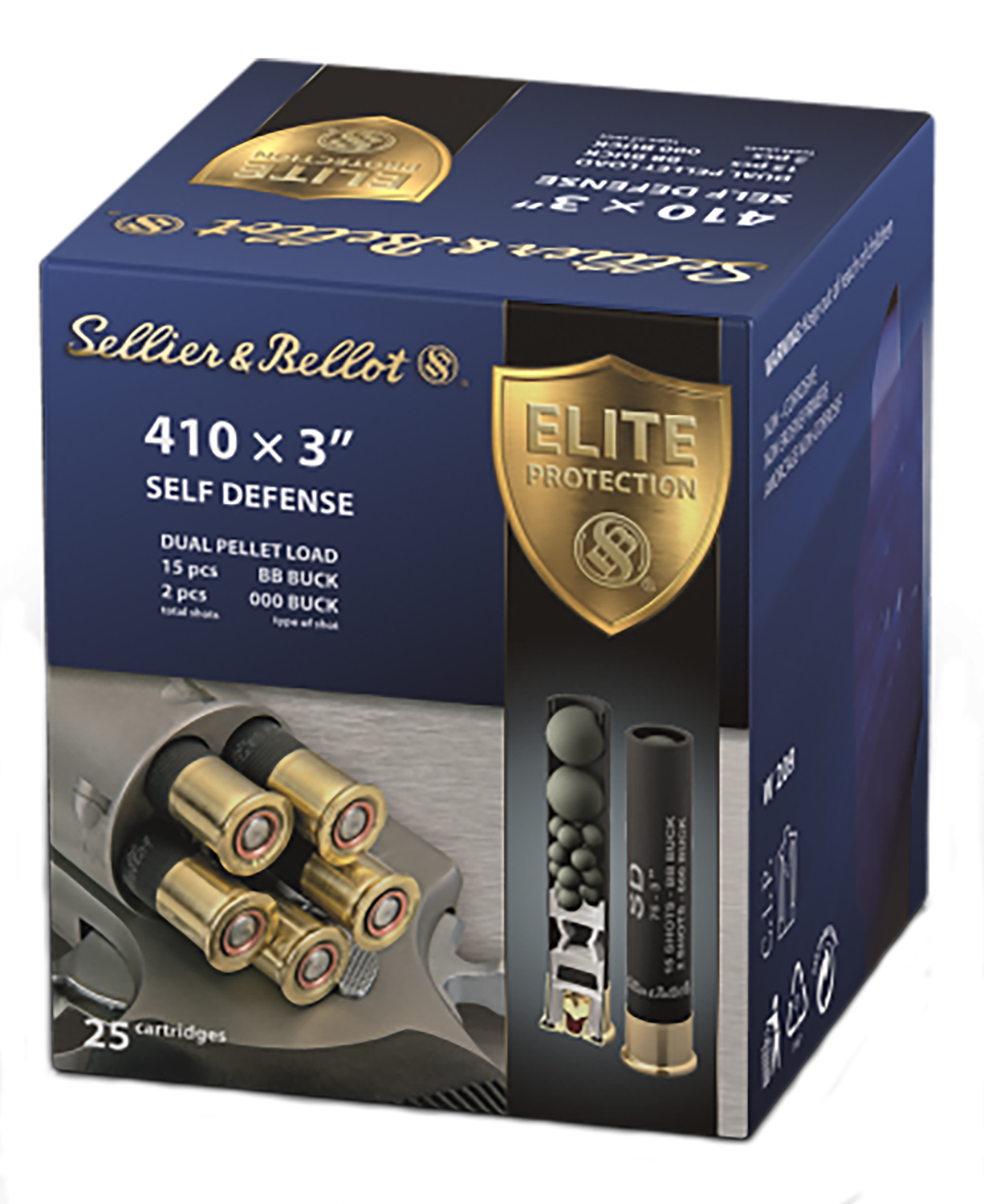 Sellier & Bellot SB410SDB Buckshot 410ga 3" 000Buck 15 Pellets 25Box/20Case