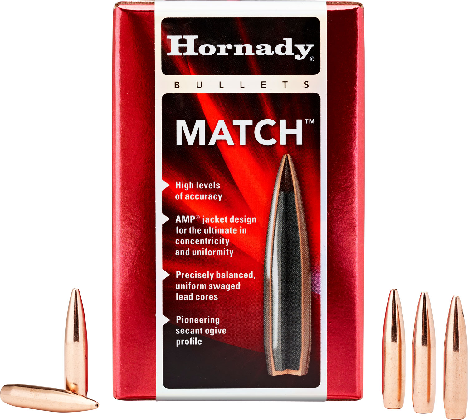 Hornady 30501 Match 30 Caliber .308 168 Grain Boat Tail Hollow Point 100 Ro - Hornady - 30 Caliber