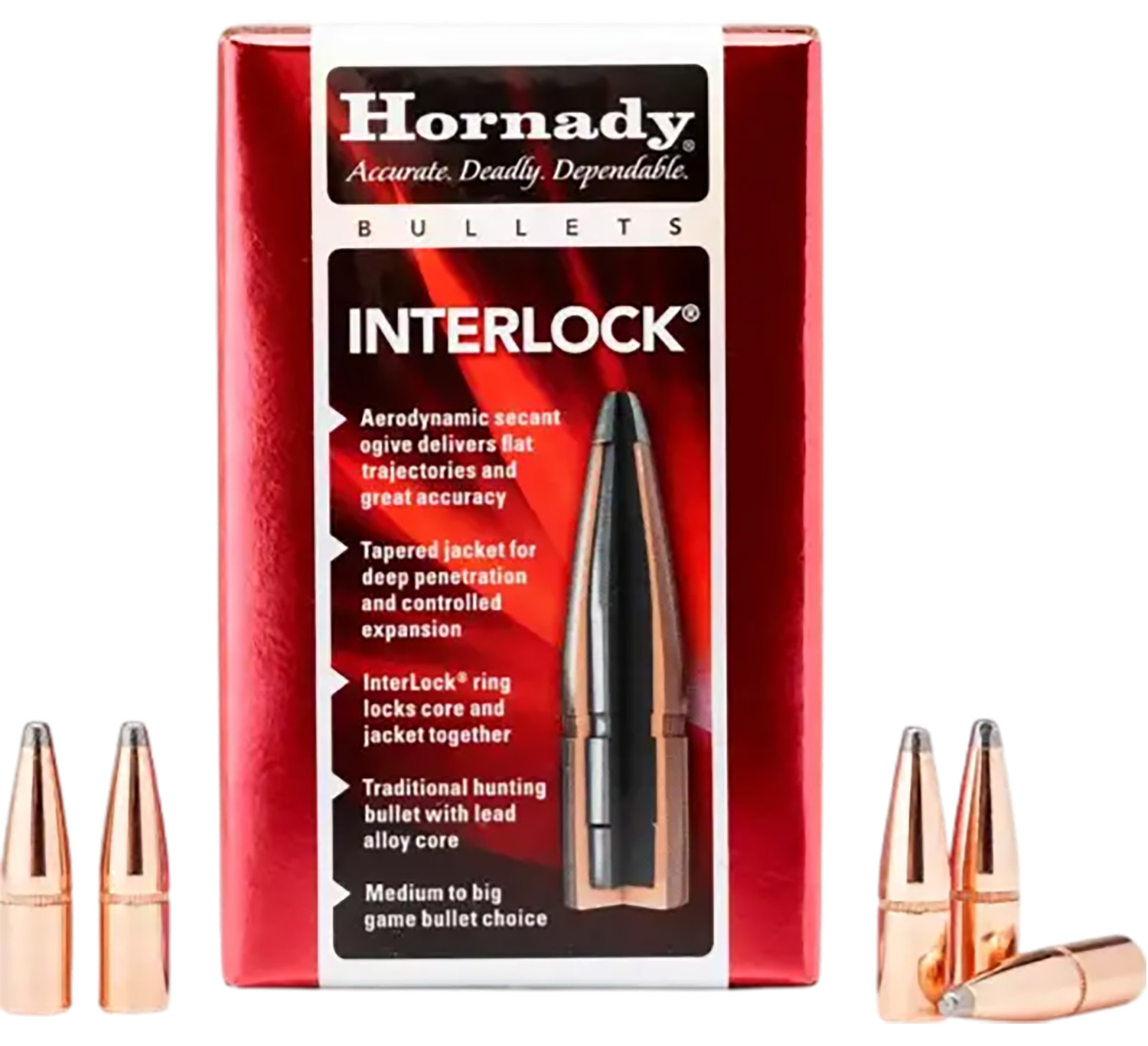 Hornady 3510 InterLock 35 Cal .358 200 gr Spire Point 100 Per Box/ 15 Case - Horn Hunter - 35 Caliber for sale at TheGunDock