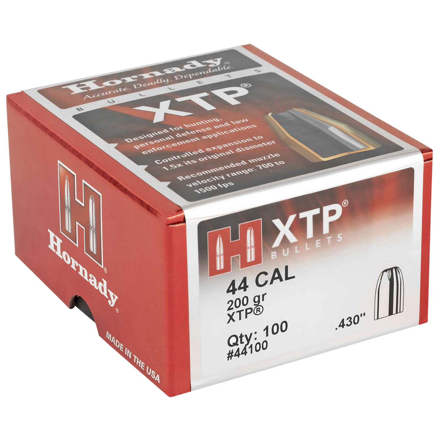 Hornady 44100 XTP Hunting 44 Cal .430 200 gr Hollow Point (HP)