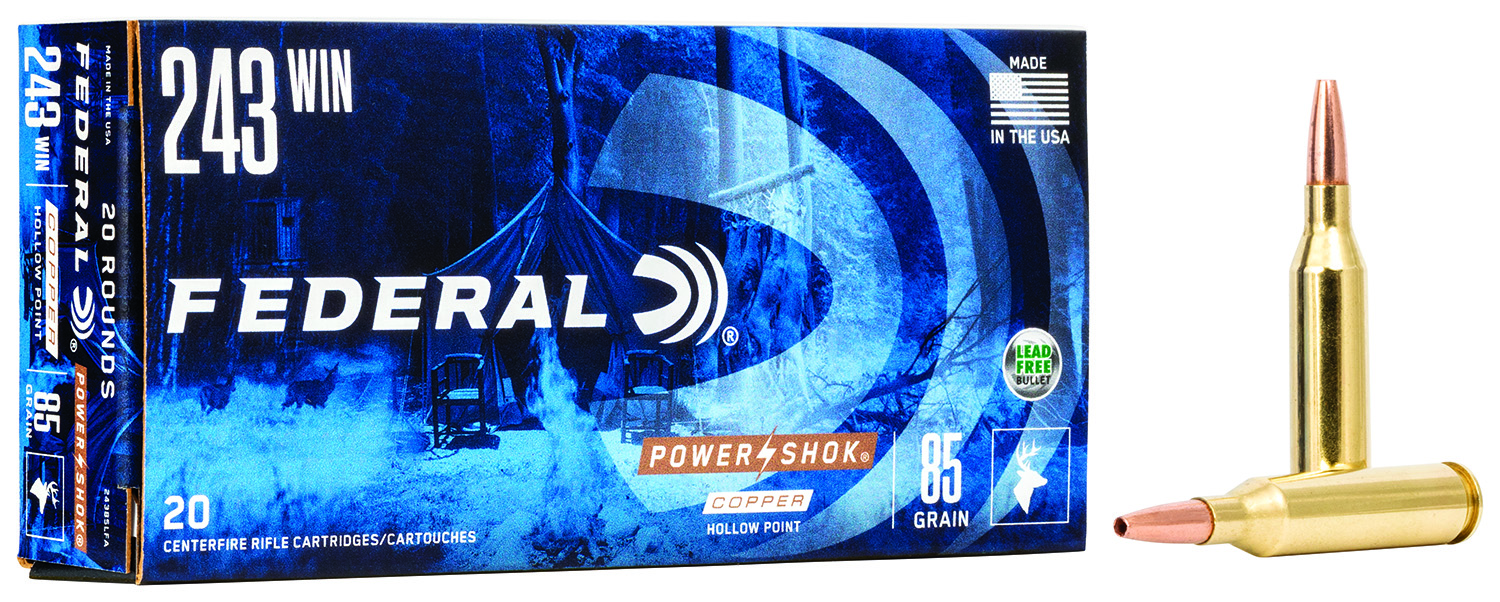 Federal Power-Shok .243 Winchester 85gr Copper Hollow Point Rifle Ammunition