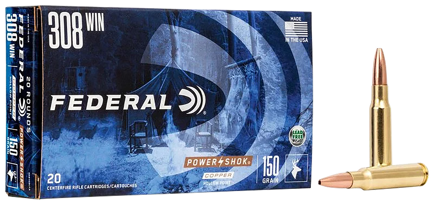 Federal 308150LFA Power-Shok Copper 308Win 150gr Copper Hollow Point 20 Per Box/10 Case