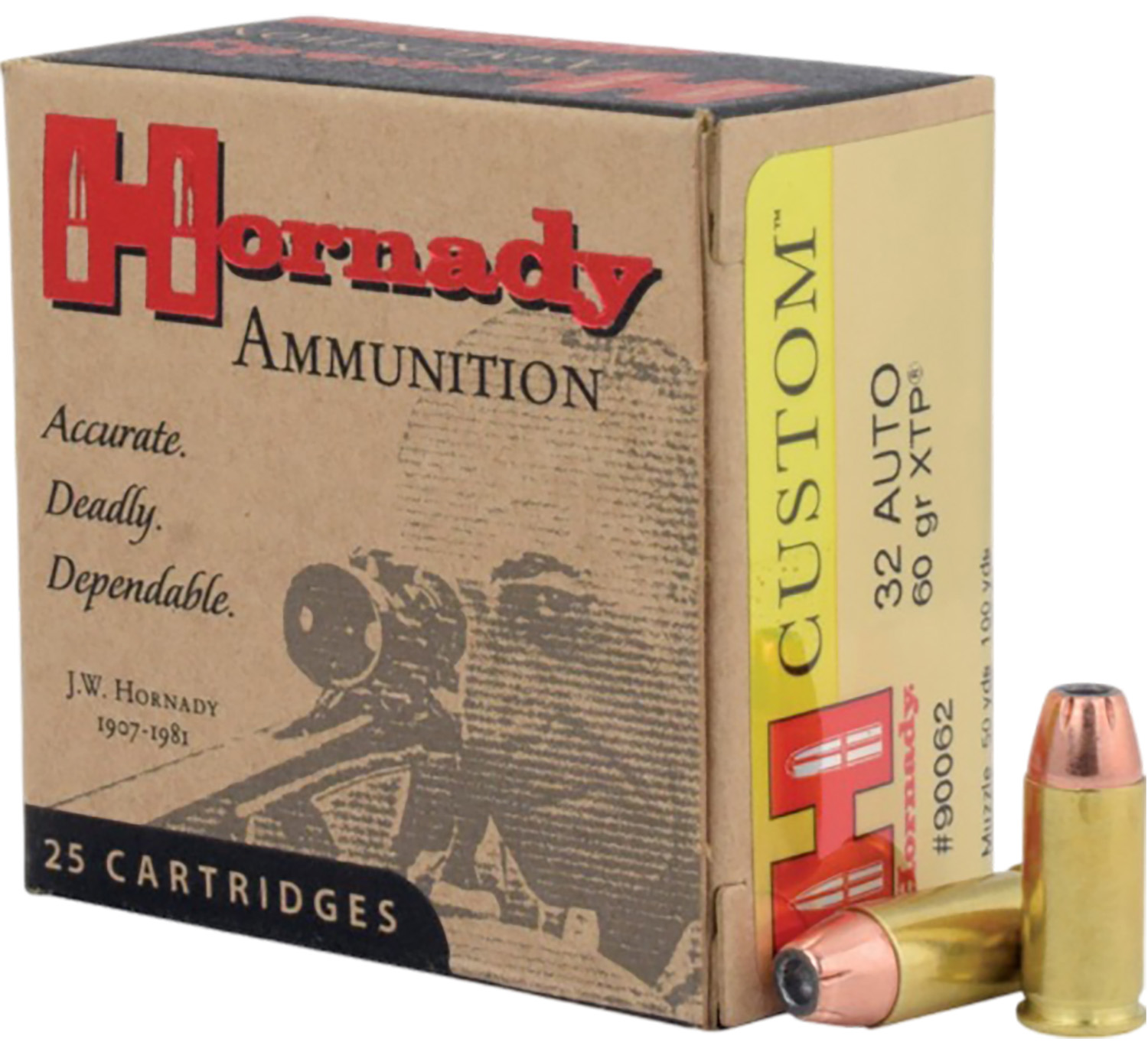 Hornady 90062 Custom  32ACP 60gr Hornady XTP Hollow Point 25 Per Box/10 Case
