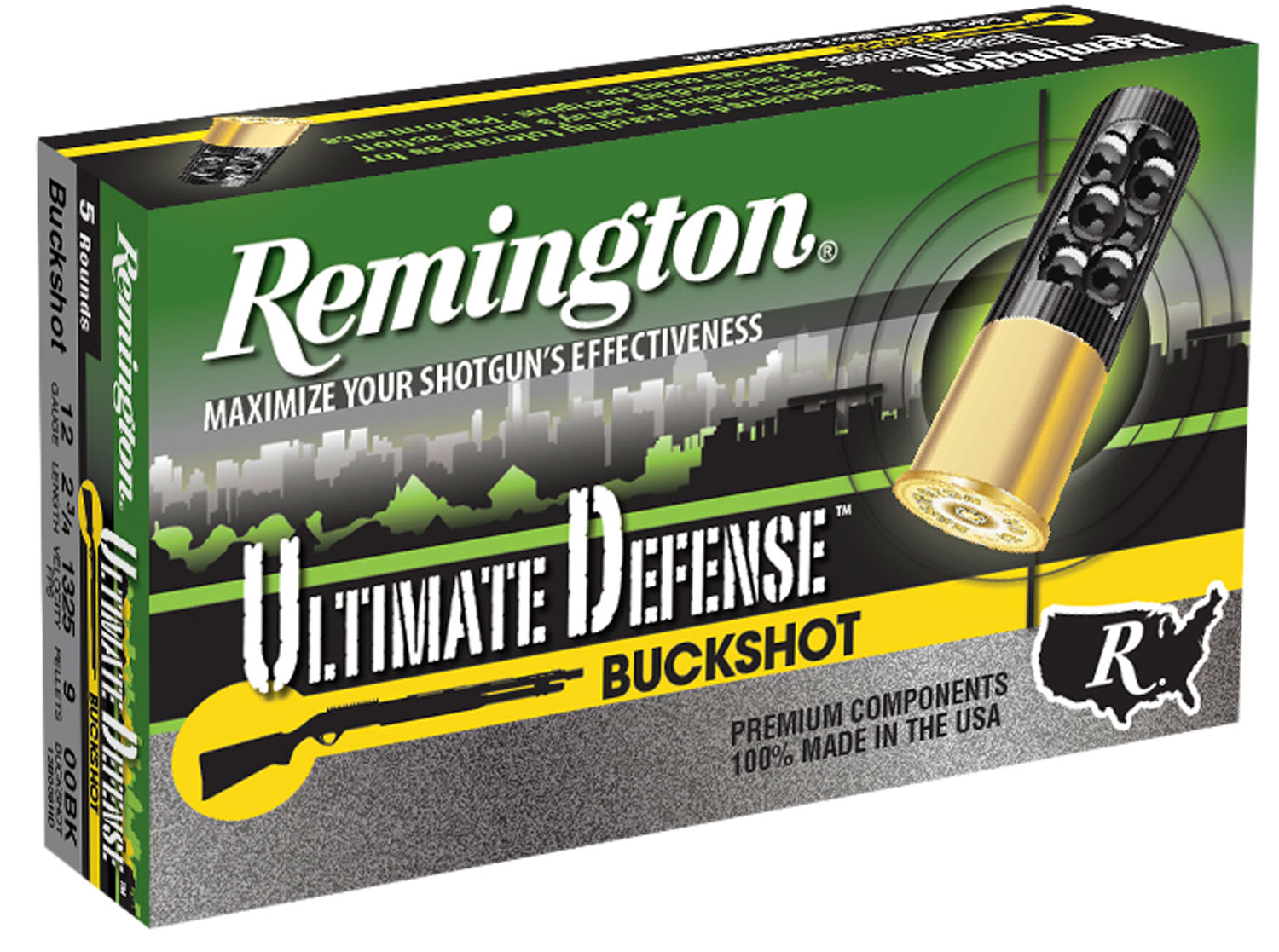 Remington Ammunition 20713 Ultimate Defense Buckshot 12Gauge 2.75 00Buck Shot 5 Per Box/20 Case