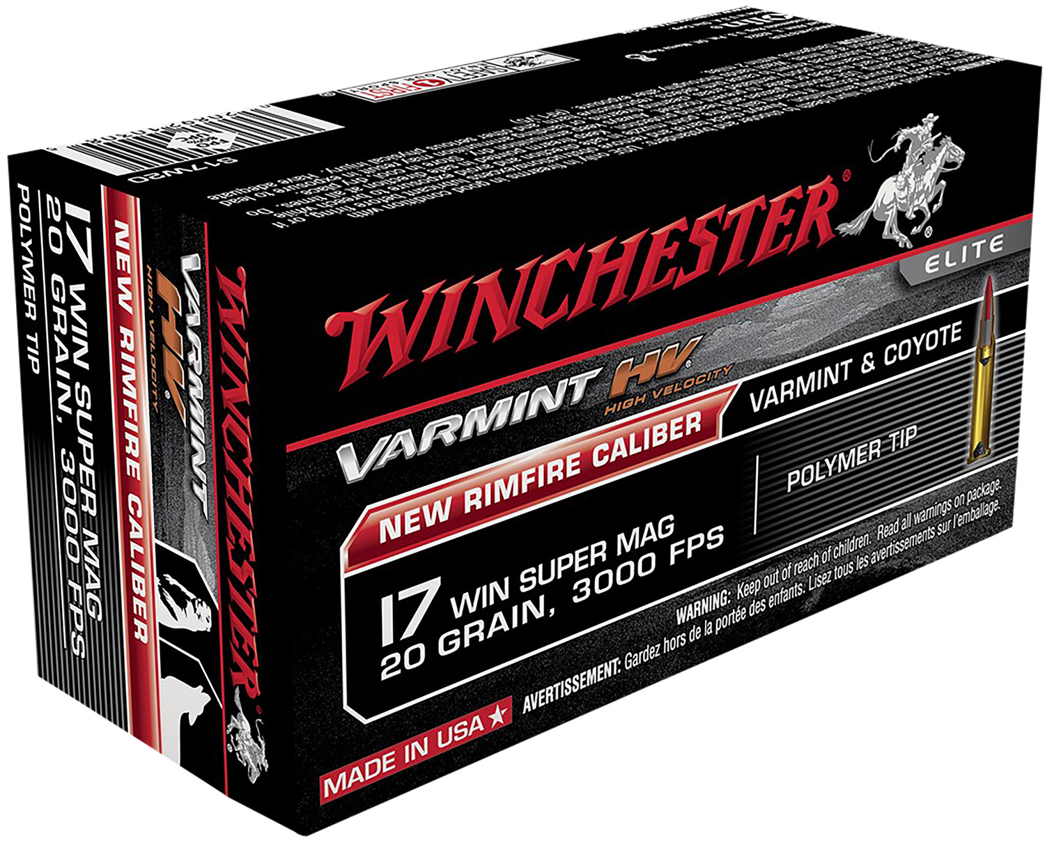 Winchester Ammo S17W20 Varmint HV  17WSM 20gr Polymer Tip 50 Per Box/10 Case