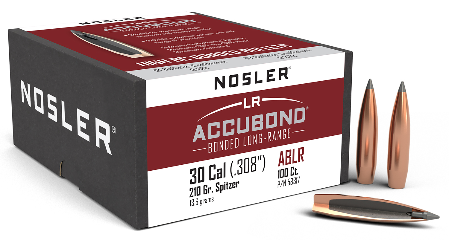 Nosler AccuBond LR .30 Caliber .308" 210Gr Spitzer 100rd Bullets (58317) - Nosler - 30 Caliber