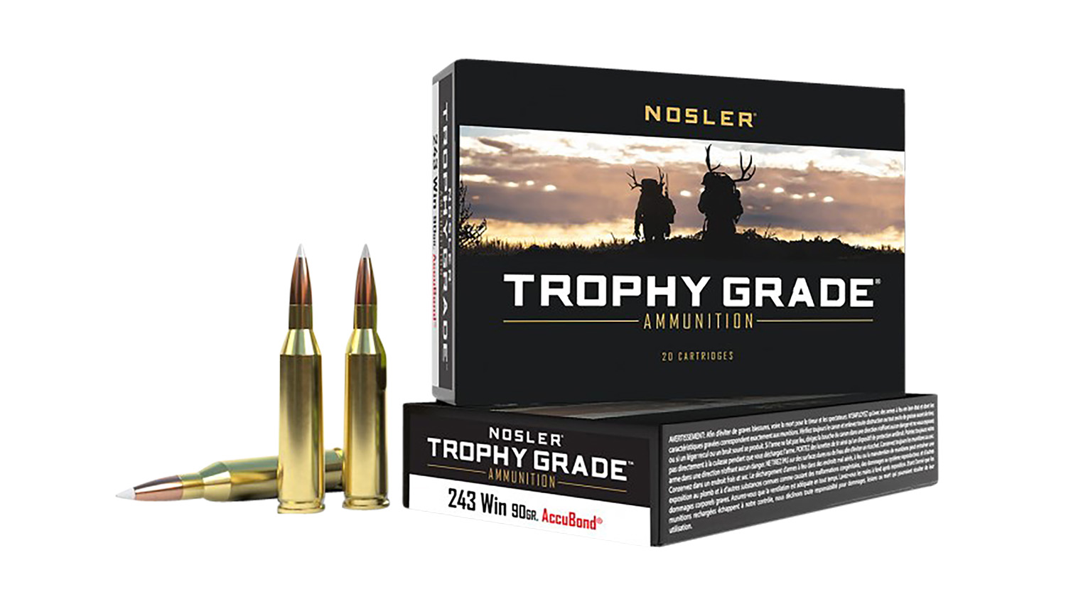 Nosler 48263 Trophy Grade Hunting 243 Win 90 gr AccuBond 20 Per Box/ 10 Cs