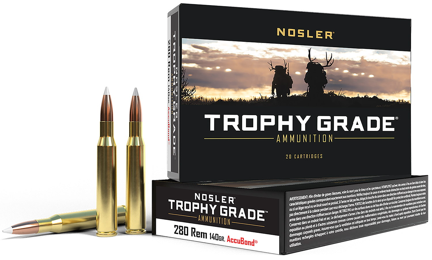 Nosler Trophy Grade Rifle Ammunition 280 Rem 140 gr. AB SP 20 rd.