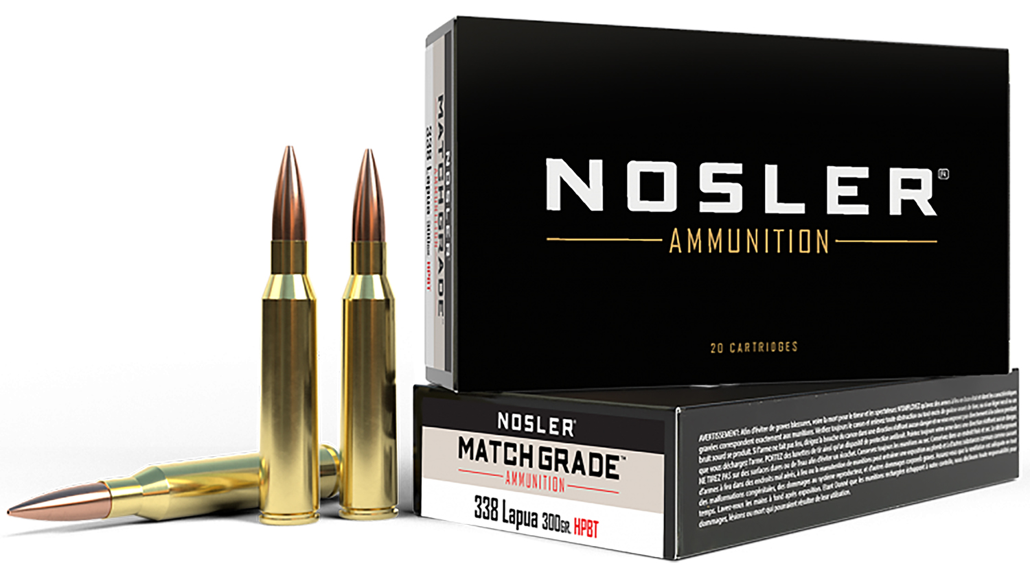 Nosler 43136 Match Grade 338 Lapua Magnum 300 Grain Hollow Point 20 Rounds