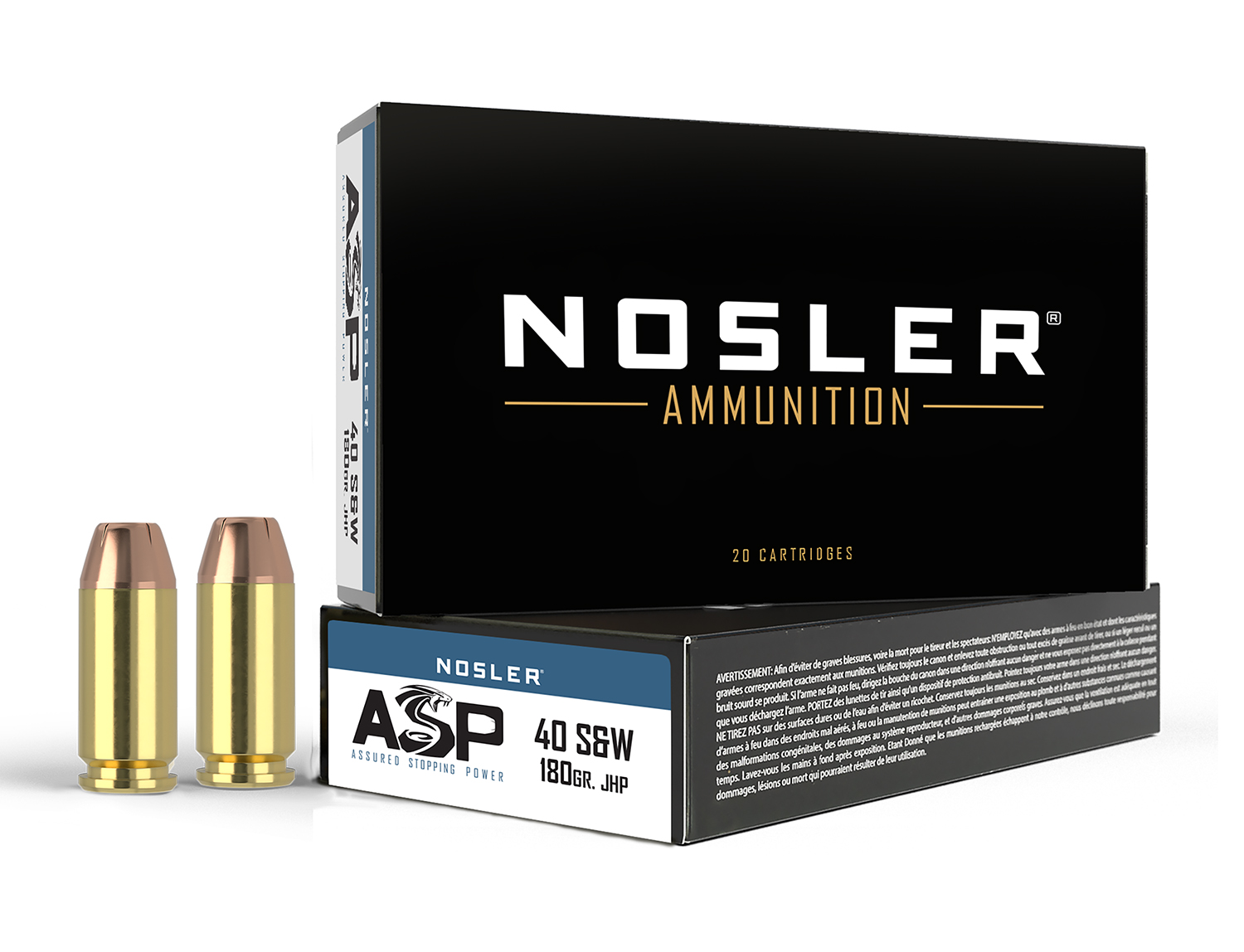 Nosler 51212 40 S&W 180 Grain Jacketed Hollow Point 50 Rounds Box