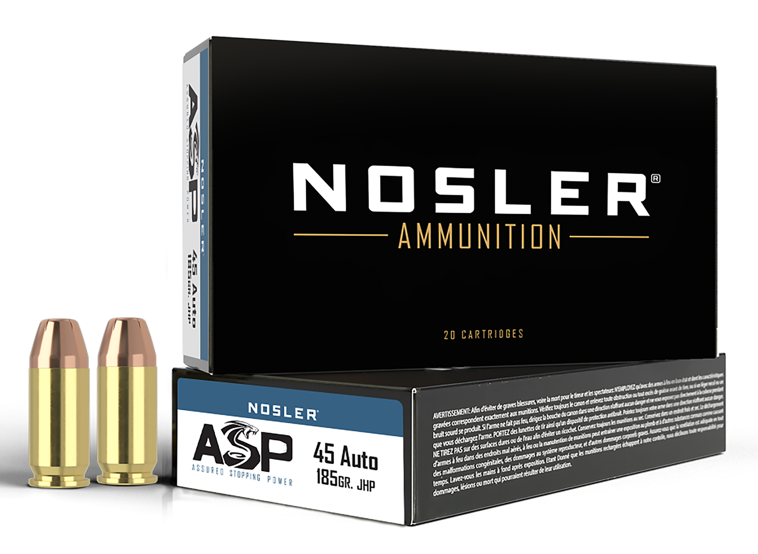 NOSLER Match Grade 45 ACP 185gr JHP 50Box/10Case Handgun Ammo (51271)