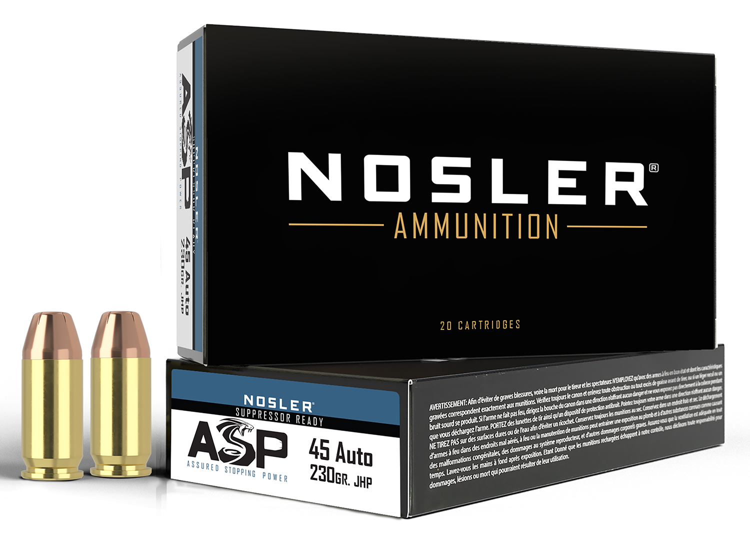Nosler 51284 Assured Stopping Power Handgun 45 ACP 230 gr JHP 50 Per Box/ 10 Cs