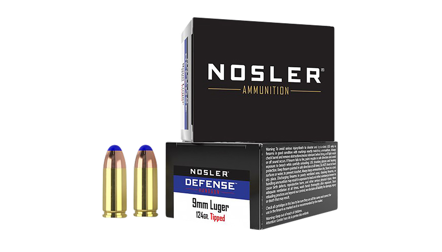Nosler 37151 Defense Handgun 9mm Luger +P 124 gr Bonded Performance Tipped Ammo 20 Per Box/ 10 Cs - Nosler - BONDED PERFORMANCE TIPPED