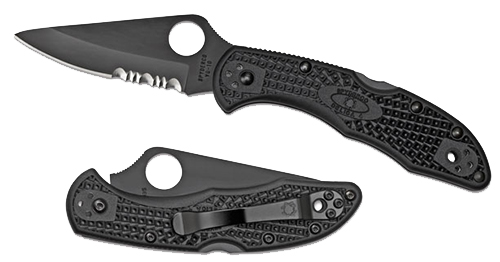 Spyderco C11PSBBK Delica 3" Black Blade Knife - Spyderco - BLACK