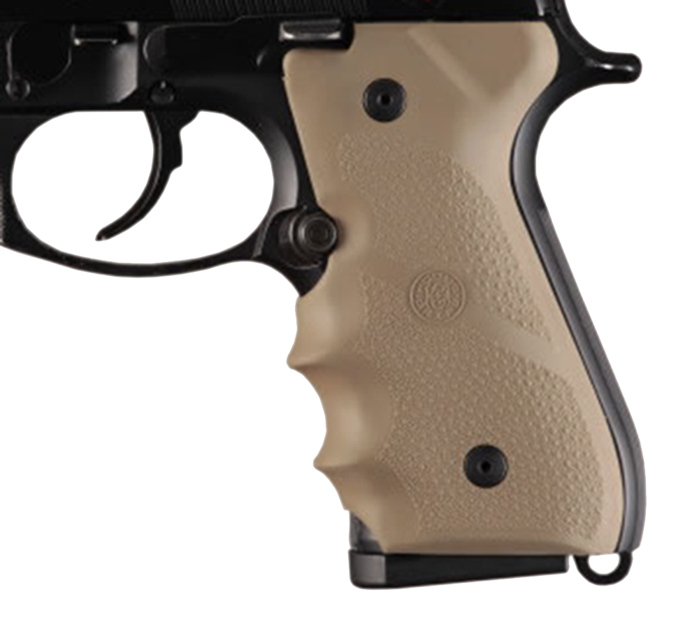 Hogue 92003 Rubber Grip Flat Dark Earth With Finger Grooves FOR Beretta 92