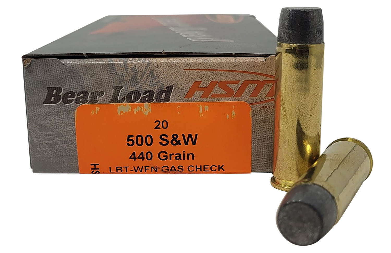 HSM Bear 500 S&W 440Gr Wide Flat Nose Ammo 20 Round Box (HSM500SW6N)