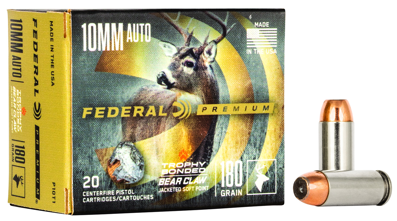 Federal P10T1 10mm Auto 180 Grain Jacketed Soft Point 20 Rounds
