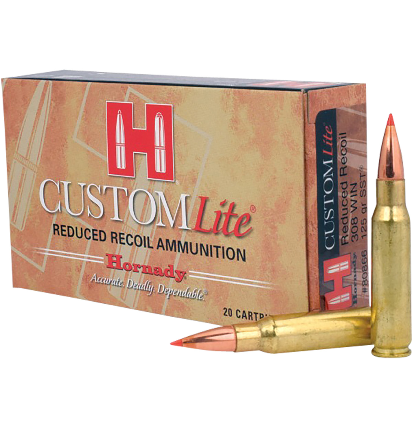 Hornady 80866 Custom Lite  308Win 125gr Super Shock Tip 20 Per Box/10 Case