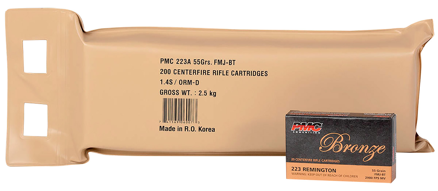PMC 223ABP Bronze Battle Pack 223Rem 55gr Full Metal Jacket Boat Tail 200 Per Box/5 Case