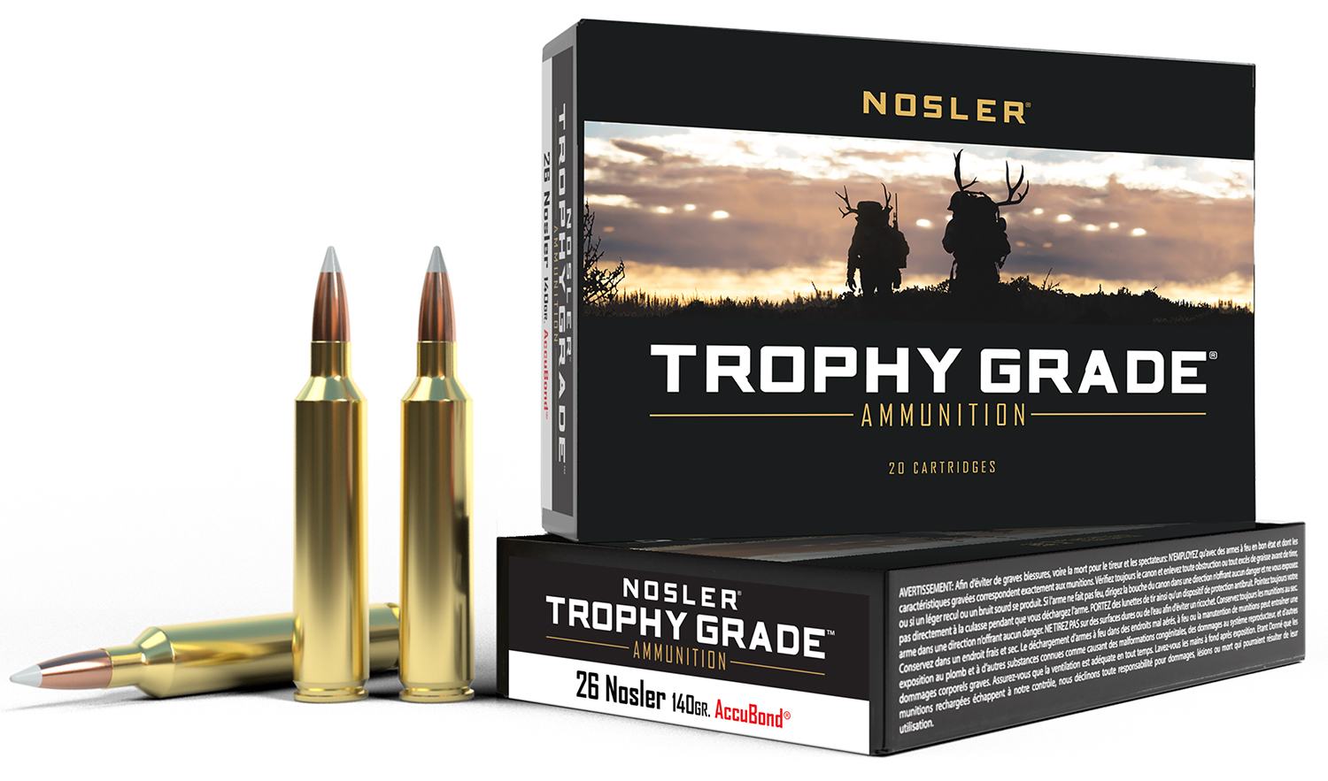 Nosler Trophy Grade .26 Nosler 140 Grain AccuBond Rifle Ammo 20 Rounds - Nosler - NOSLER ACCUBOND