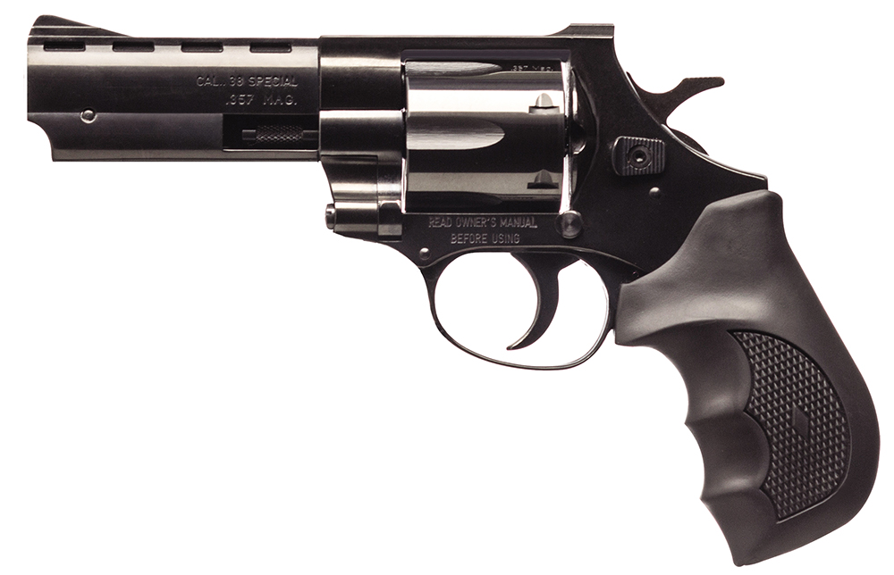 Weihrauch Guns EARB3574 Windicator  357 Mag 6rd 4" Blued Steel Barrel & Cylinder, Compact Blued Steel Frame w/Exposed Hammer, Ramp Front/Fixed Rear Sights, Finger Grooved Black Rubber Grip