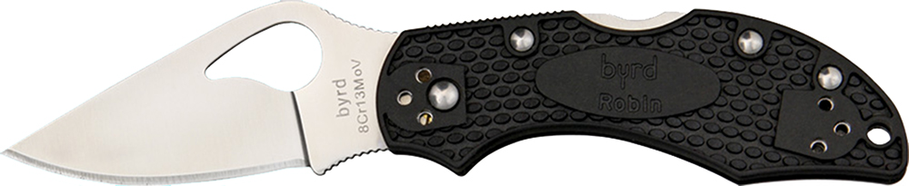 Spyderco BY10PBK2 Byrd Robin 2 Lightweight 2.43 Folding Drop Point Plain 8Cr13MoV SS Blade Black Bi-Directional Texturing FRN Handle Includes Pocket Clip
