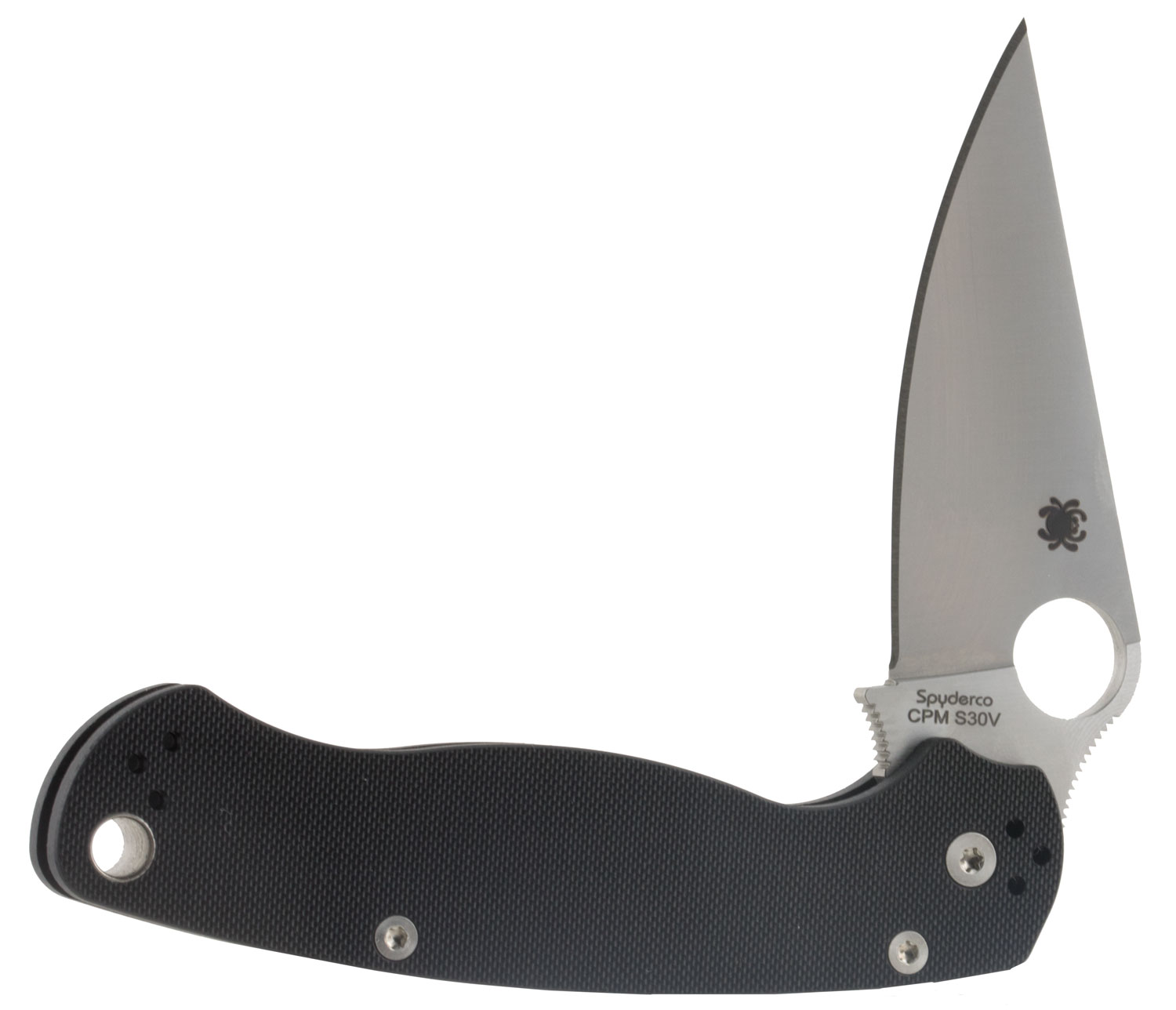 Spyderco C81GP2 Paramilitary 2 Knife, S30V Blade, G-10 Handle, Black - Spyderco - DROP POINT