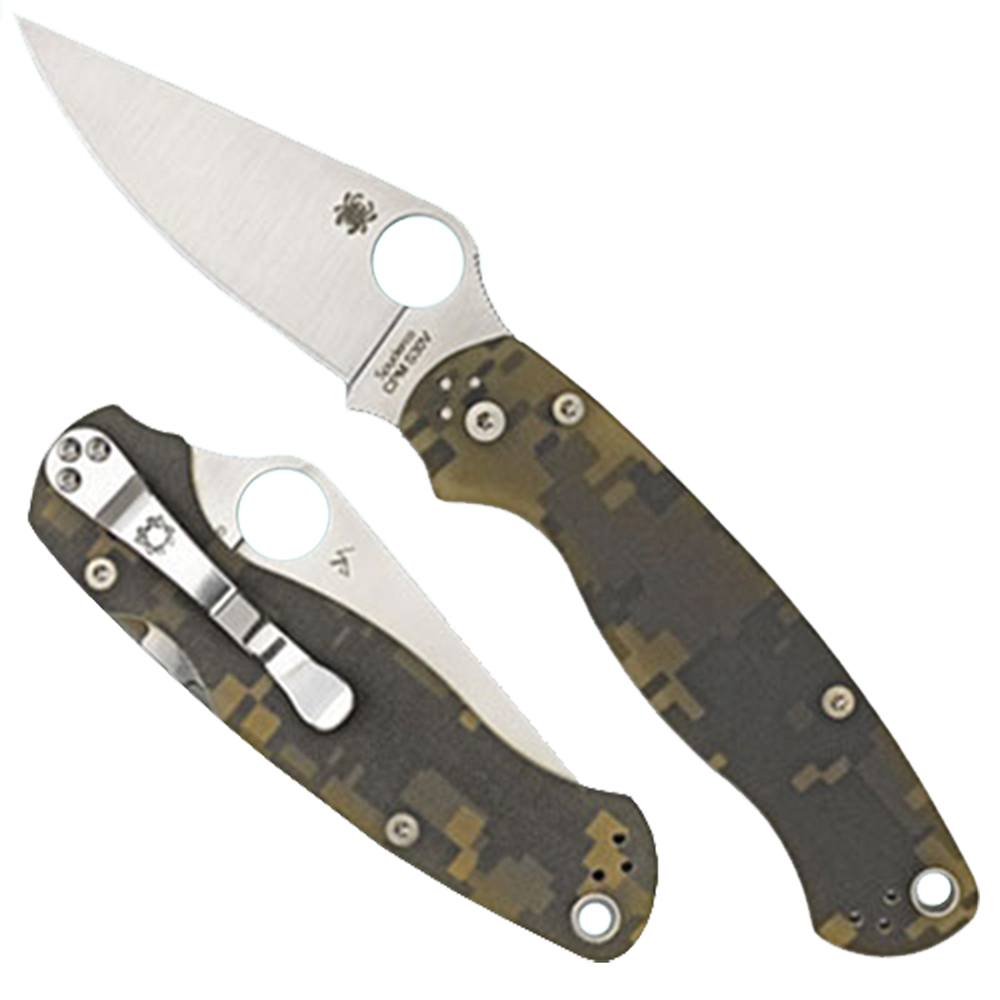 Spyderco C81GPCMO2 Paramilitary 2 Knife, 3.4" CPM S30V Blade, Camo G-10 - Spyderco - DROP POINT