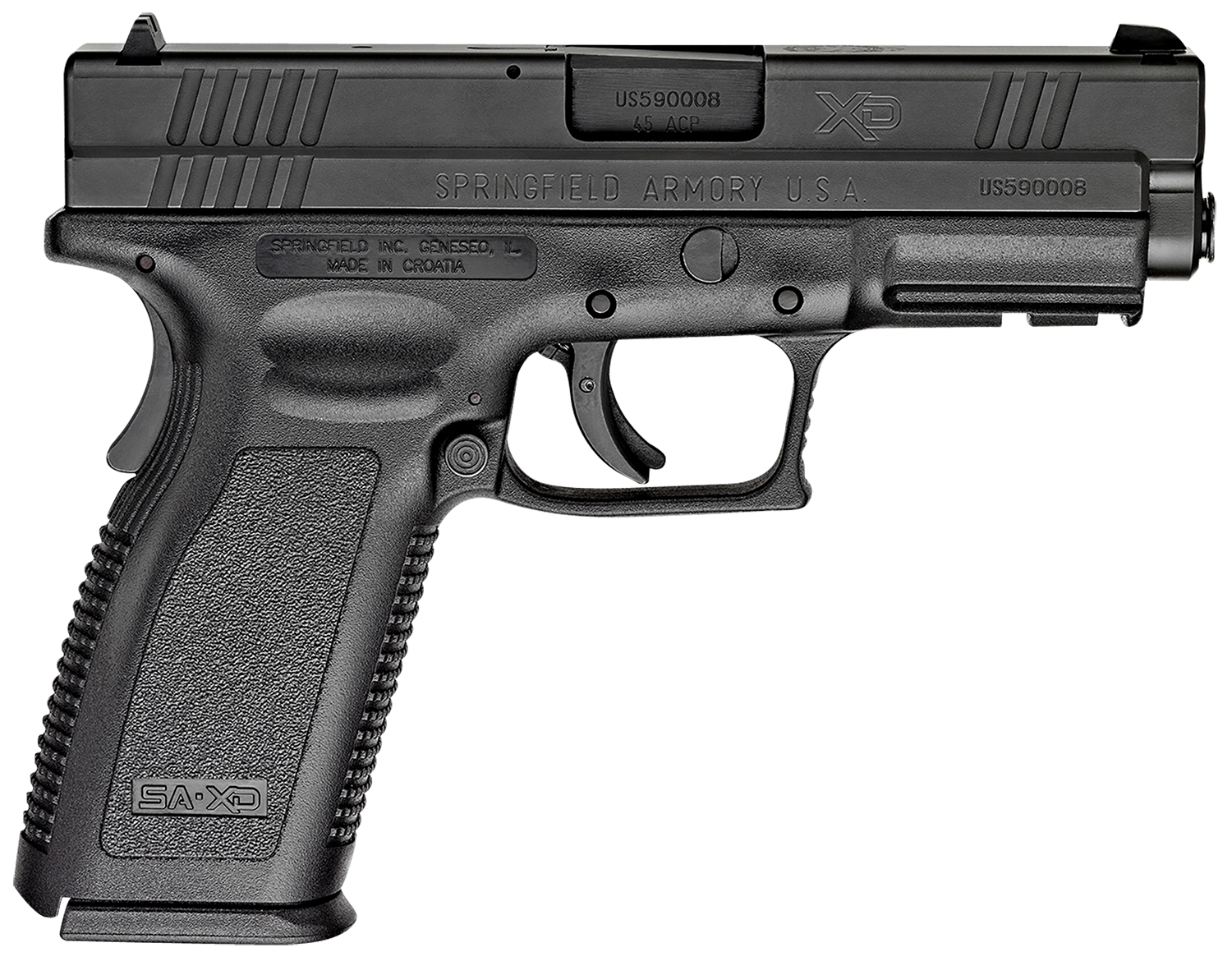 Springfield Armory XD9611 XD Service *CA Compliant 45 ACP 10+1, 4" Black Melonite Steel Barrel & Serrated Slide, Black Polymer Frame w/Picatinny Rail, Black Polymer Grip