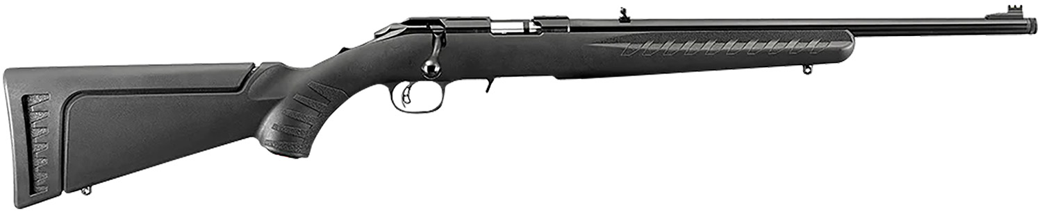 Ruger 8322 American Rimfire Full Size 22 WMR 9+1 18" Satin Blued Threaded Barrel & Alloy Steel Receiver w/Integral Scope Mount, Black Fixed Synthetic Stock, Right Hand