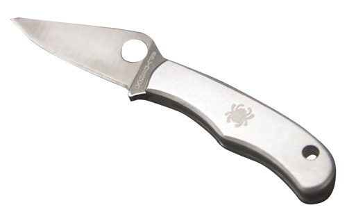 Spyderco C133P Bug  1.27 Folding Drop Point Plain 3Cr13MoV SS Blade Engraved Spyderco Bug Stainless Steel Handle