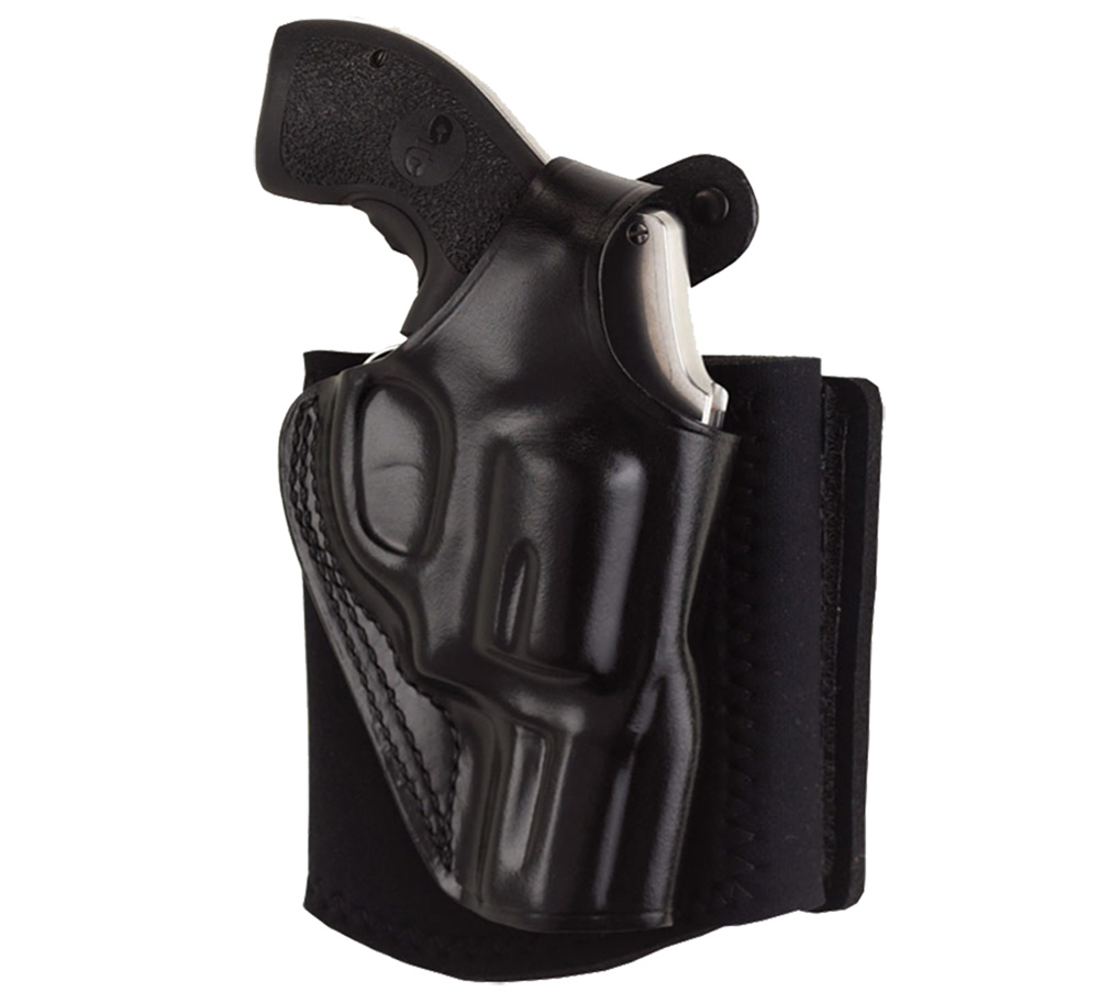Galco AG600B Ankle Holster Black Leather Right Hand for Glock 42/Sig P365