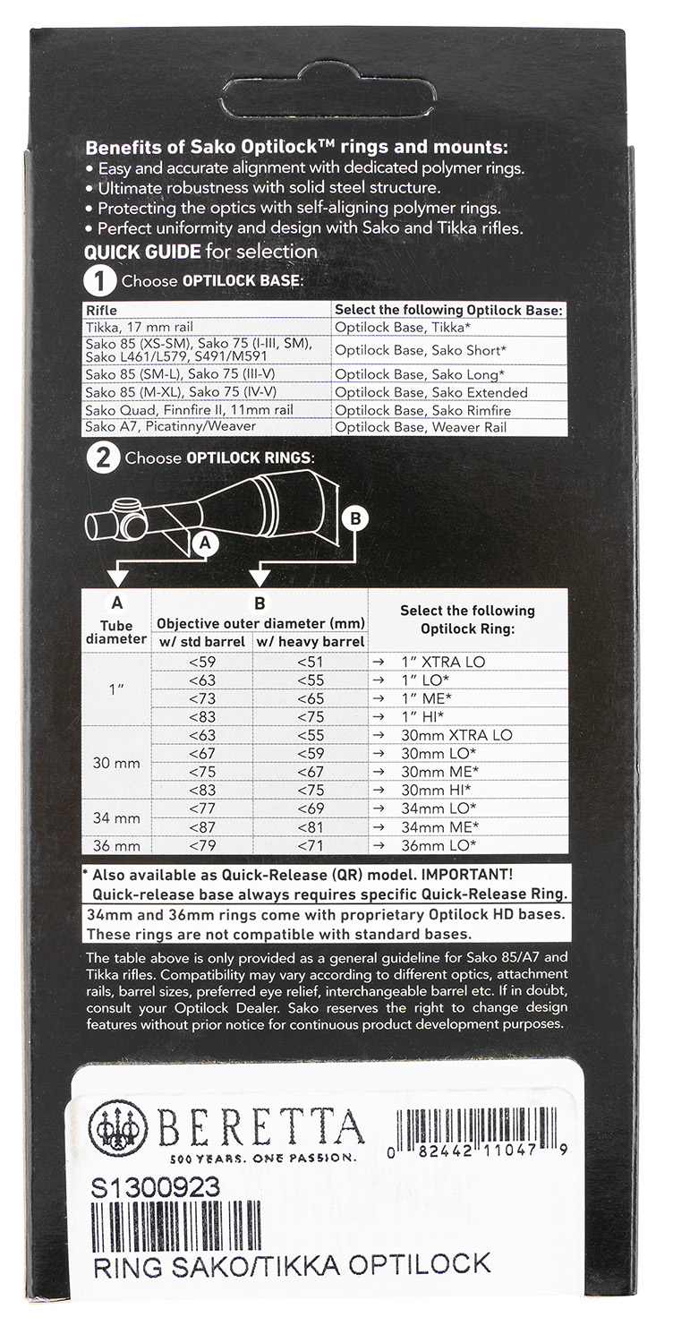 Tikka Opti-Lock S1300923 – Brilliant 1" Scope Rings 6 Tikka Opti-Lock S1300923 additional view