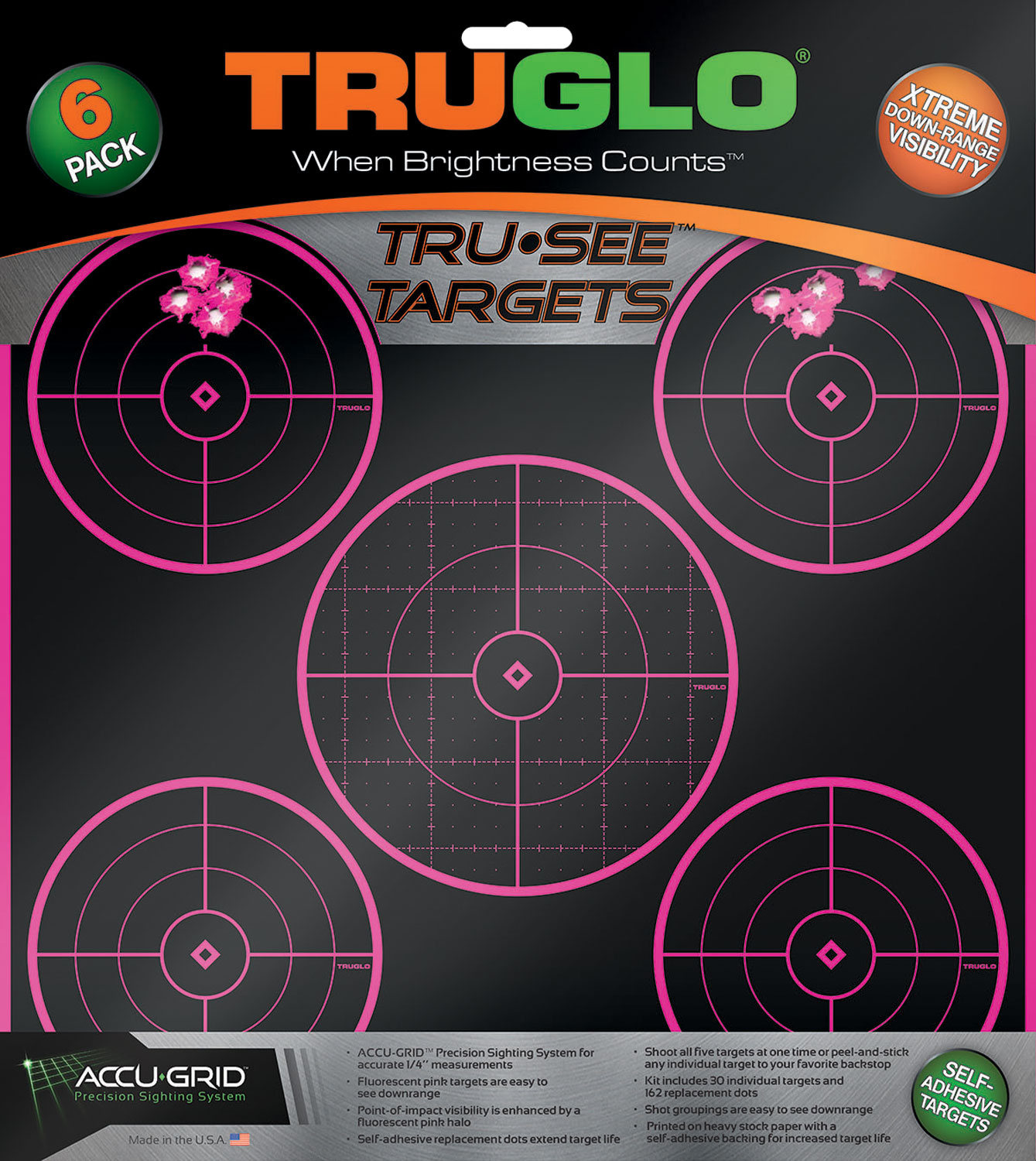 TruGlo TG11P6 Tru-See Splatter Target Black/Pink Self-Adhesive Heavy...-img-0