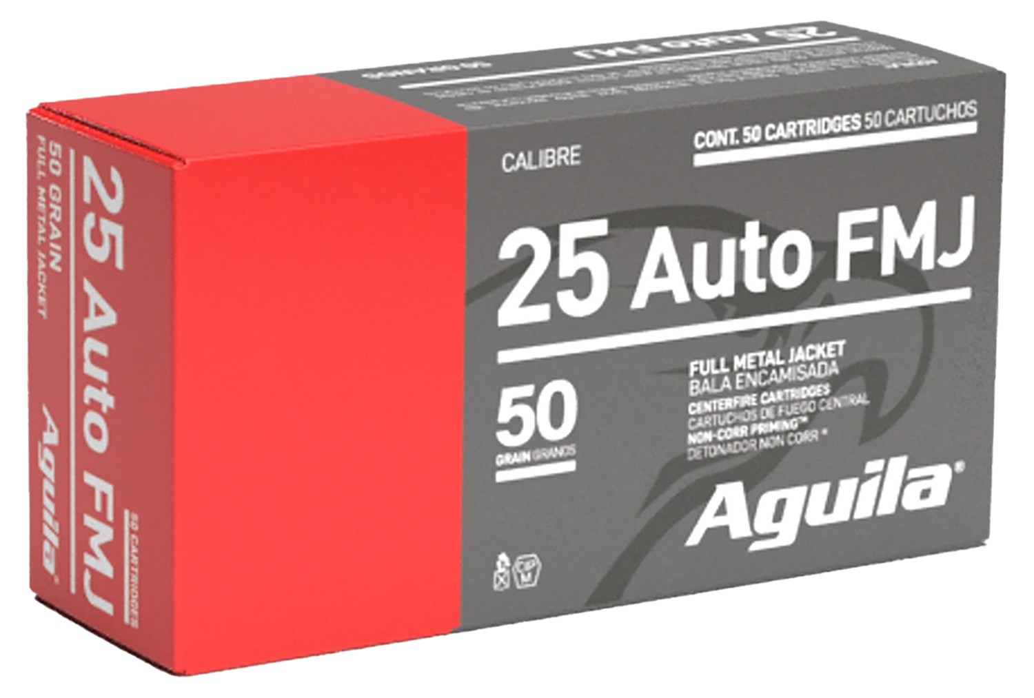 Aguila 1E252110 Target & Range Handgun 25ACP 50gr Full Metal Jacket 50 Per Box/20 Case