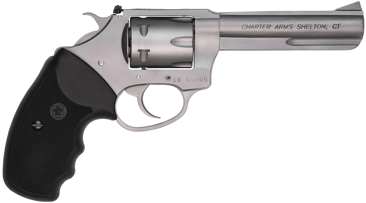 Charter Arms 72342 Pathfinder Target 22 Mag, 8rd 4.20 Matte Stainless Steel Barrel & Cylinder, Anodized Aluminum Frame w/Black Finger Grooved Rubber Grip, Exposed Hammer