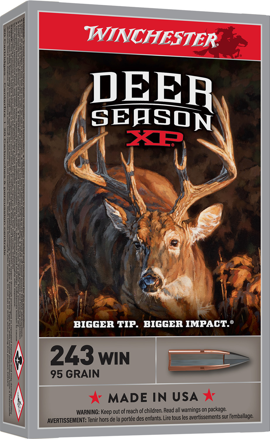 Winchester Ammo X243DS Deer Season XP 243Win 95gr Extreme Point 20 Per Box/10 Case