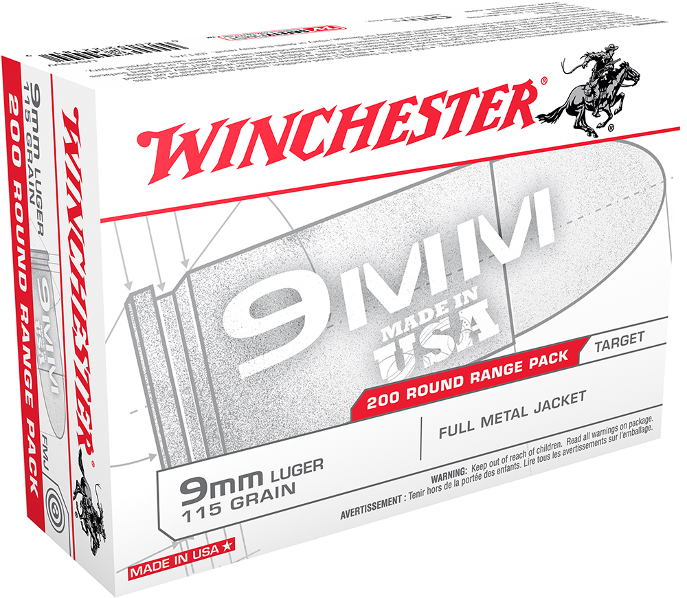 Winchester Ammo USA9W USA  9mm Luger 115 gr Full Metal Jacket (FMJ) 200 Bx/5 Cs (Range Pack)