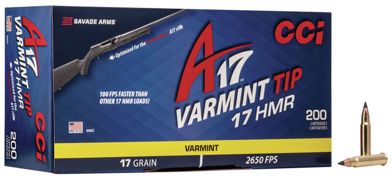 CCI 949CC A17 Varmint Tip 17HMR 17gr Varmint Tipped 200 Per Box/10 Case