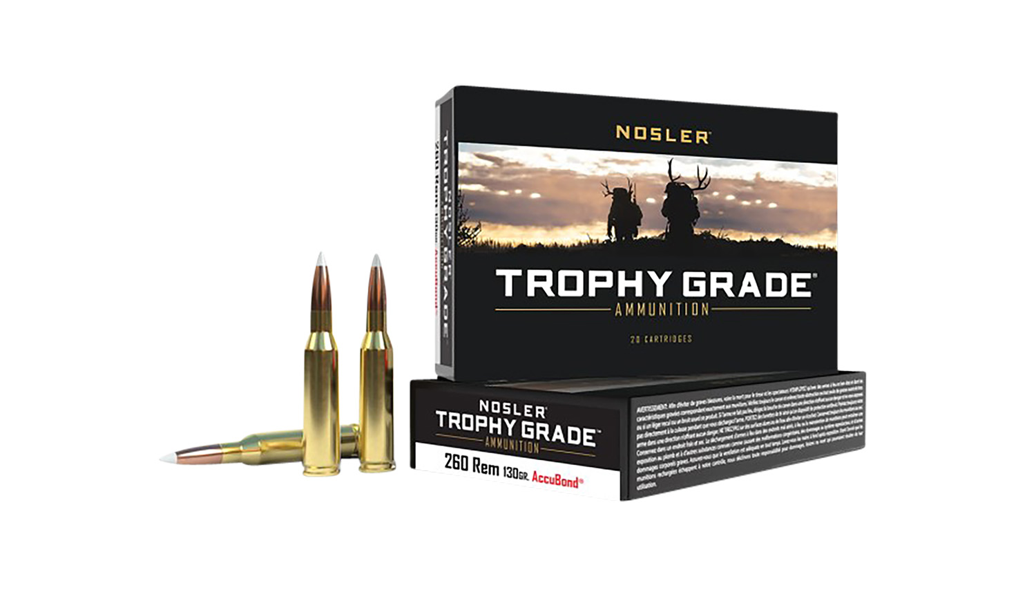 Nosler Trophy Grade Hunting 260 Rem 130 gr AccuBond 20 Per Box/ 10 Cs